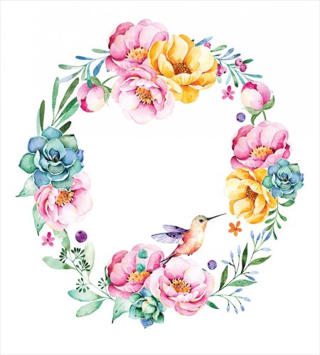 Цветы акварель венок