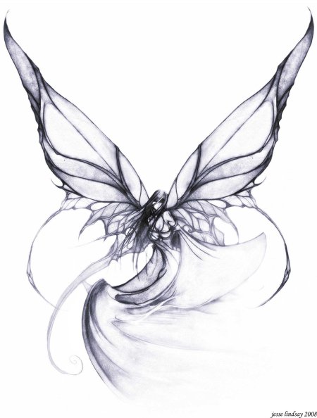 Татуировка бабочка эскиз