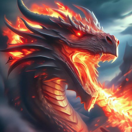 Дракон дышит огнем