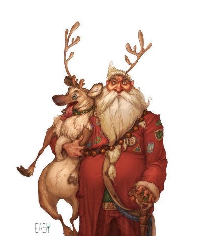 Дед Мороз с оленями