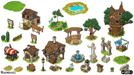 Средневековая деревня изометрия