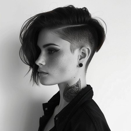 Короткая стрижка женская с выбритыми висками