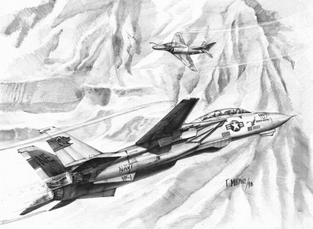 Военный самолет карандашом