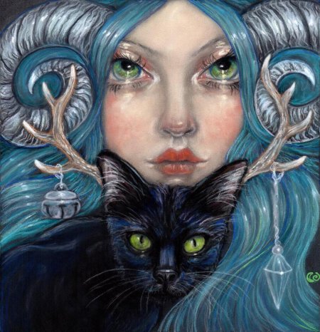 Кошка с рожками фэнтези