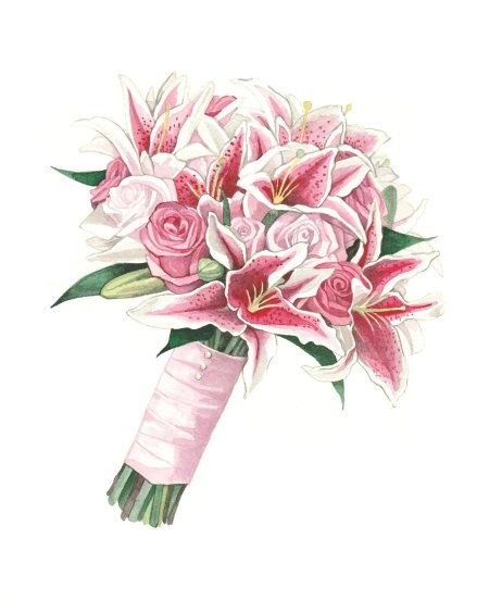 Акварельный свадебный букет