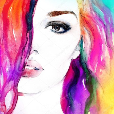 Портрет девушки акварелью