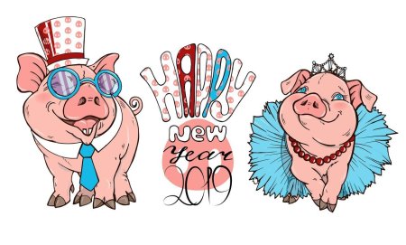 Рисунки на новый год 2019 год свиньи