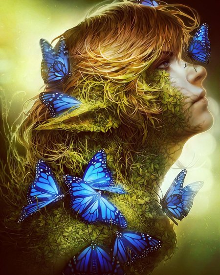 Красивая девушка с бабочками