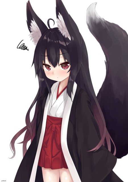 Аниме Кицунэ Фокс черная