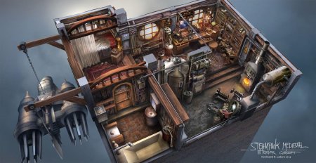 Дизельпанк интерьер арт