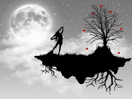 На фоне луны