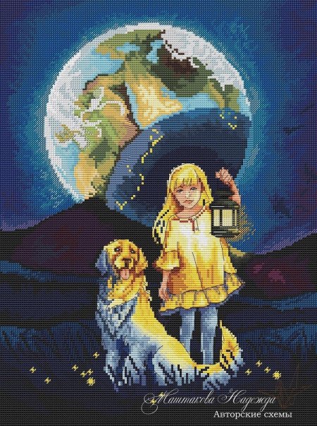 Вышивка крестом Луна