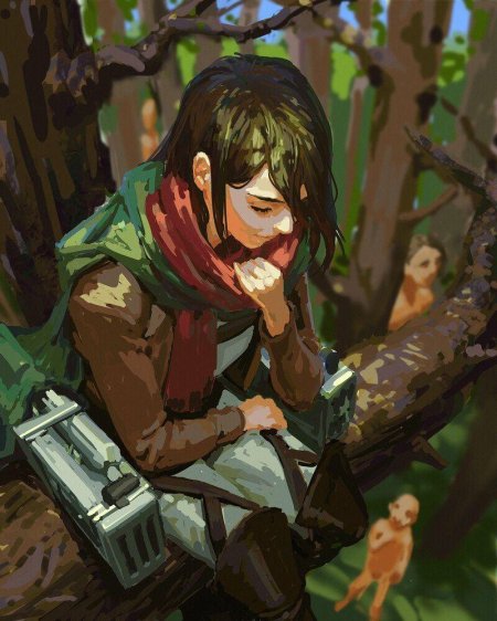 Микаса атака титанов аниме