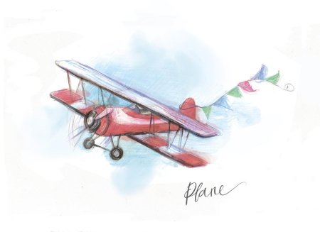 Самолет акварель
