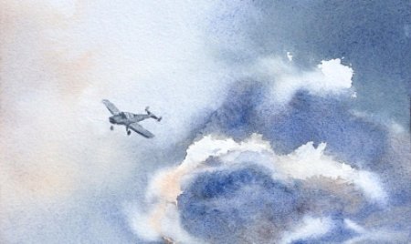 Самолет акварель