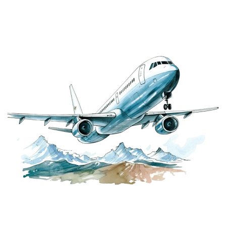 Самолет акварель