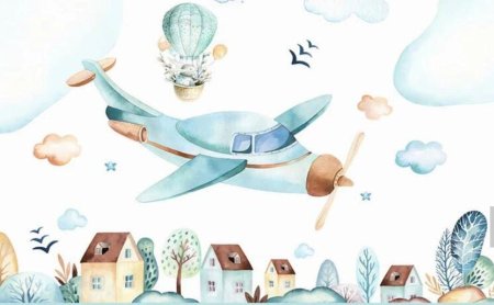 Самолет акварель