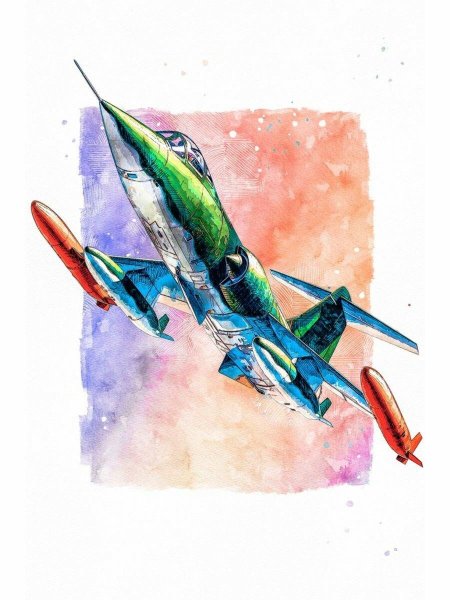 Самолет акварель
