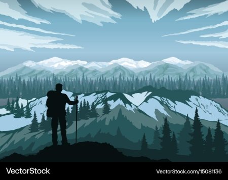 Силуэт на фоне гор