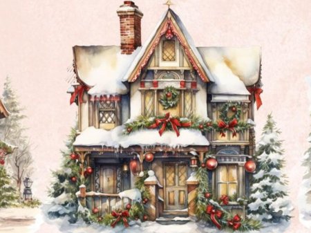 Камин акварель