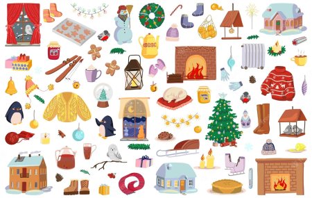 Набор картинок зимних атрибут