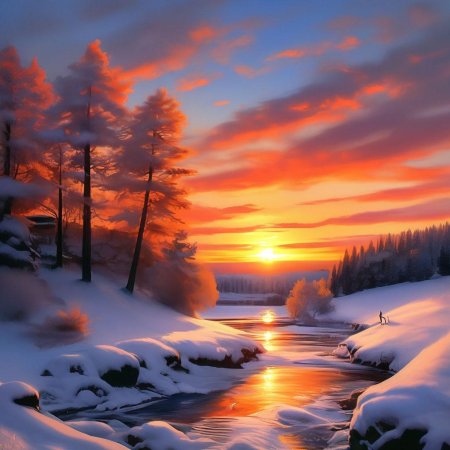 Красивый закат зимой