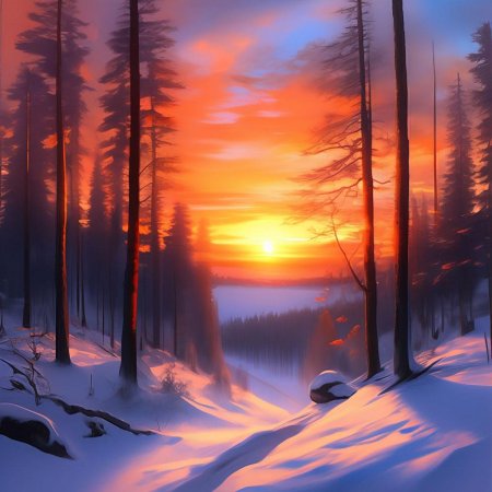 Закат в лесу