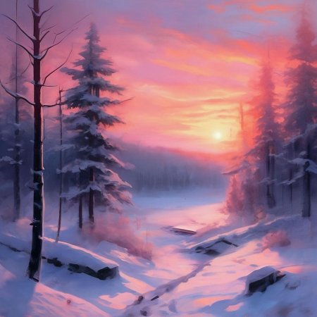 Закат в зимнем лесу