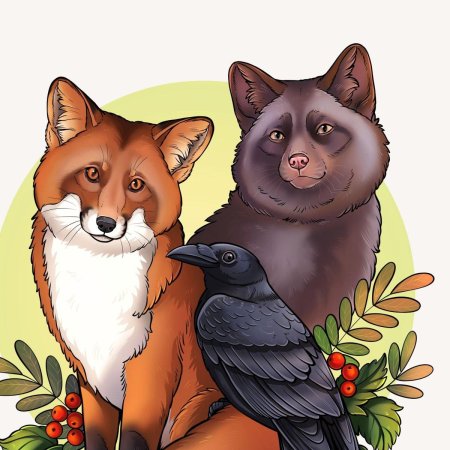 Лиса и ворон арт