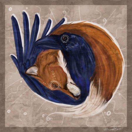 Лиса с вороном