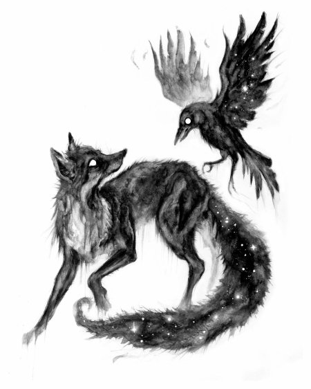 Лиса и ворон тату