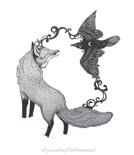 Лиса с вороном