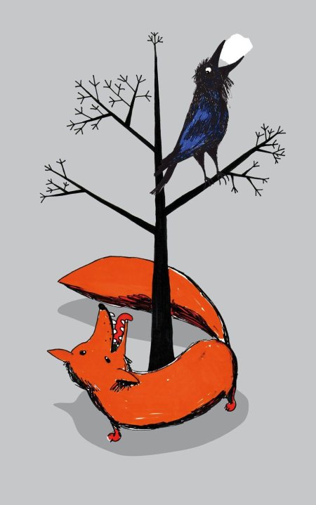 Ворона и лисица иллюстрации