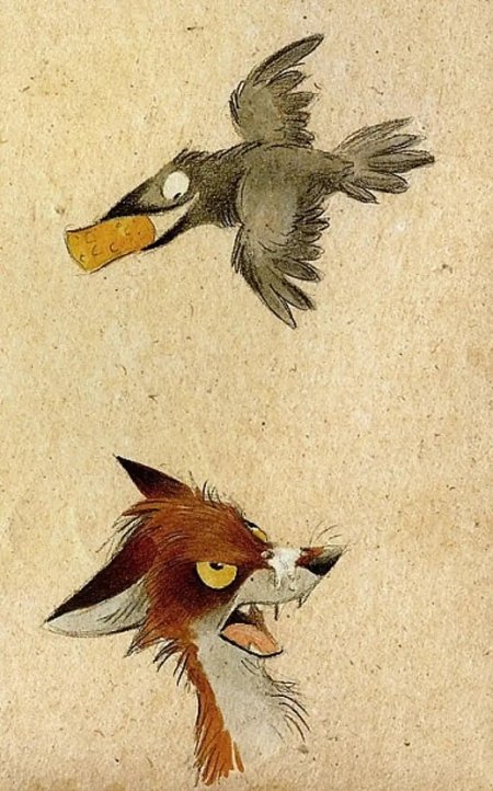 Лиса и ворон арт