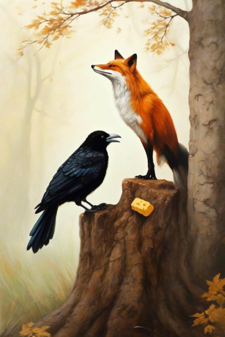 Басня ворона и лисица с матом