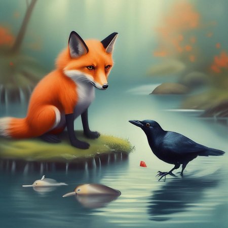 Ворона и лисица рисунки