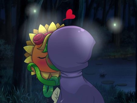 Зелёная тень растения против зомби