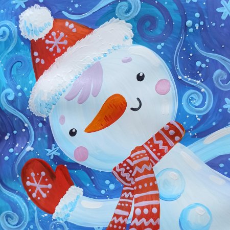 Рисуем снеговика с детьми