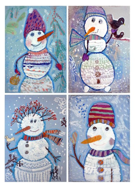 Рисование с детьми Снеговик