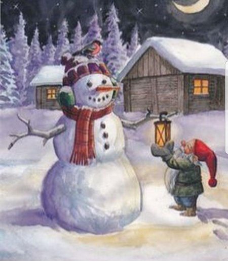 Снеговик живопись