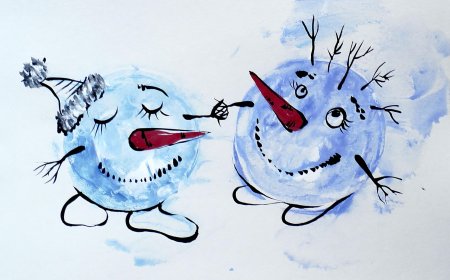 Нетрадиционные техники рисования снеговика