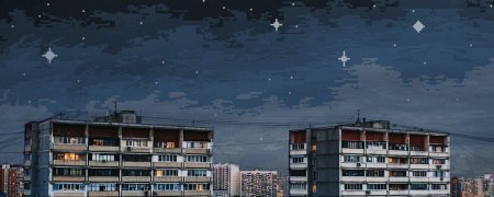 Многоэтажный дом ночью