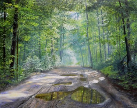 «Лесная дорога с лужей» Андрей Васнецов