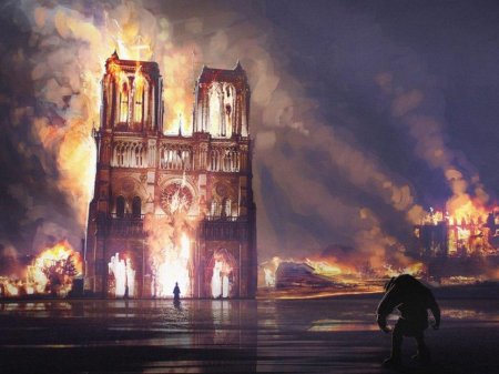Горящий собор Парижской Богоматери