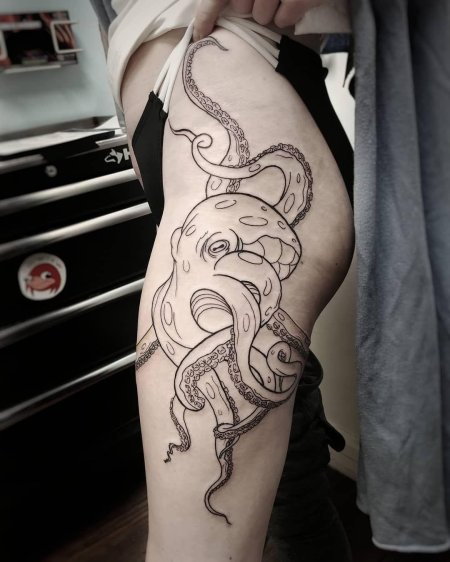 Эскиз тату осьминог