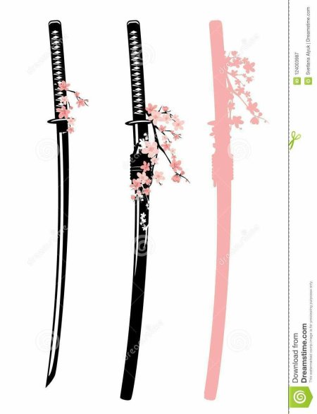 Эскиз катана с сакурой