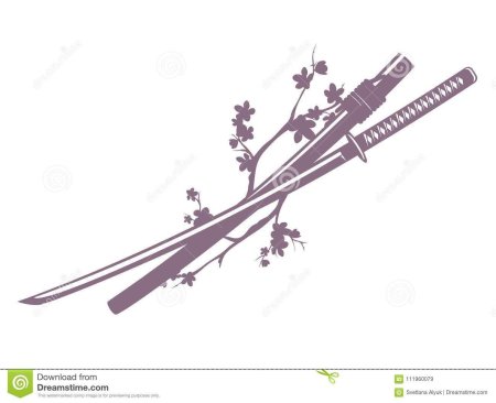 Эскиз катана с сакурой