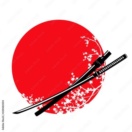 Катана красная Сакура