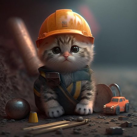 Котенок строитель