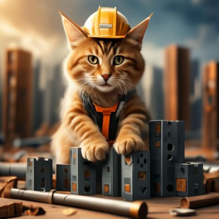 Кот на стройке